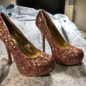 Xhilaration Pink Sequin 4 inch Heels womans size 7